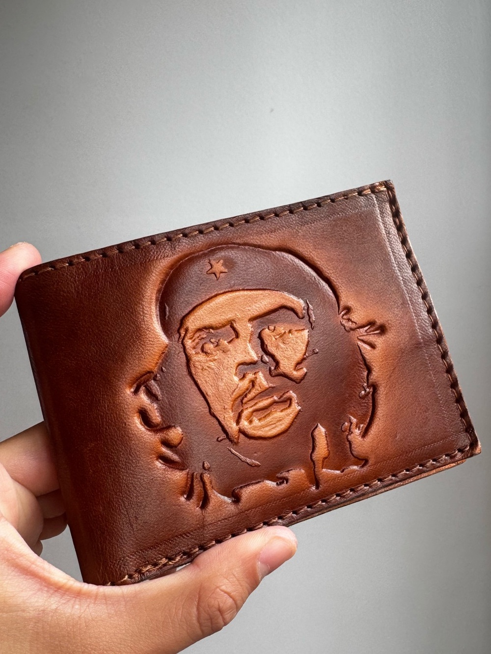 Vintage Che Guevara Brown Bifold Wallet from Cuba